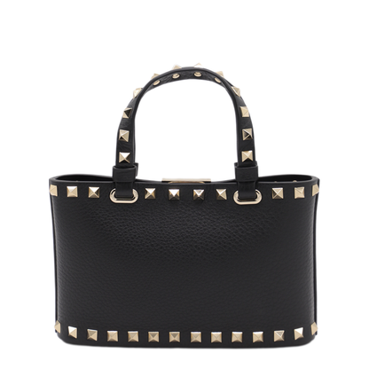 Rockstud Mini Calfskin Shopping Bag - Black - Image 5
