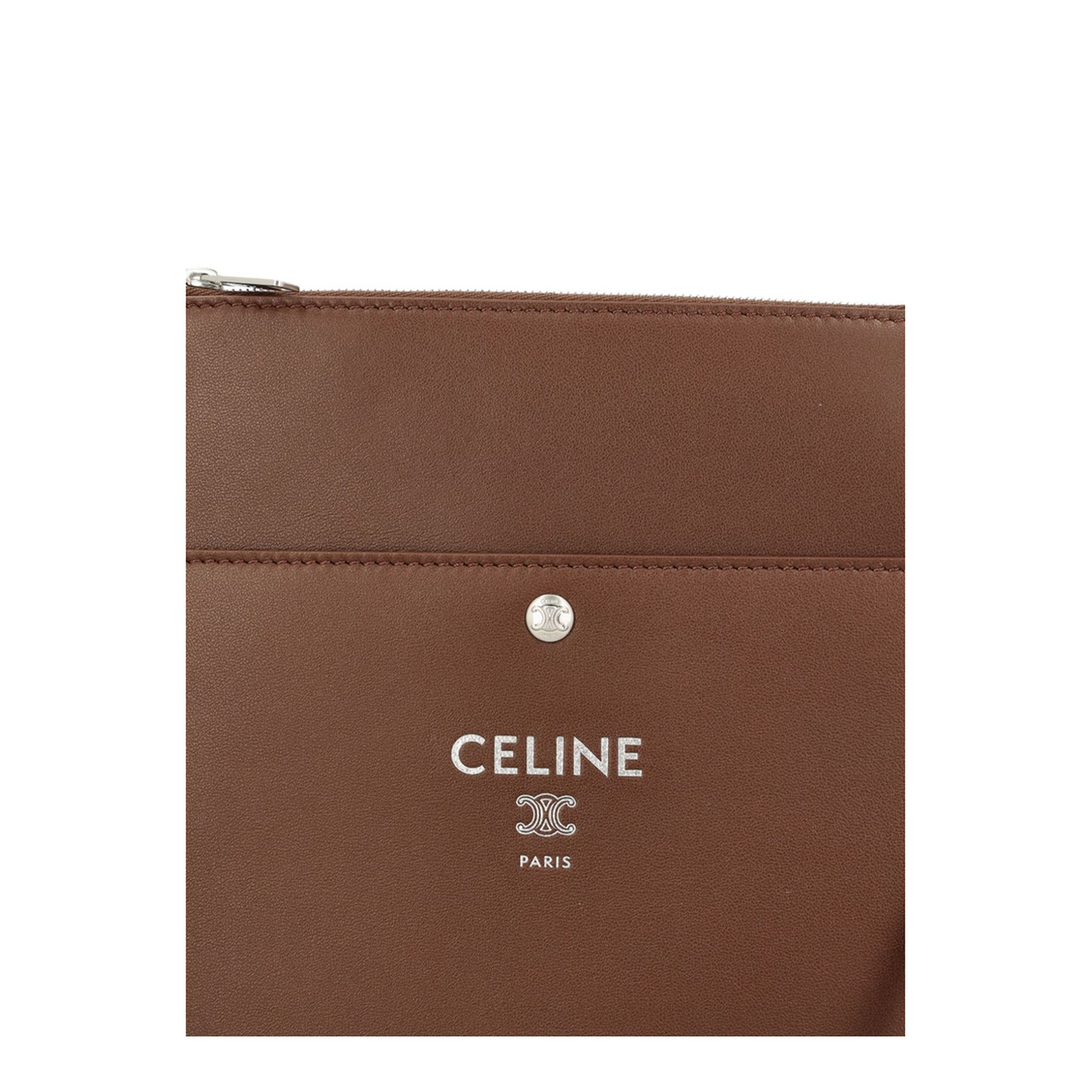 Logo Printed Sharp Leather Crossbody Bag - Brown - Image 2