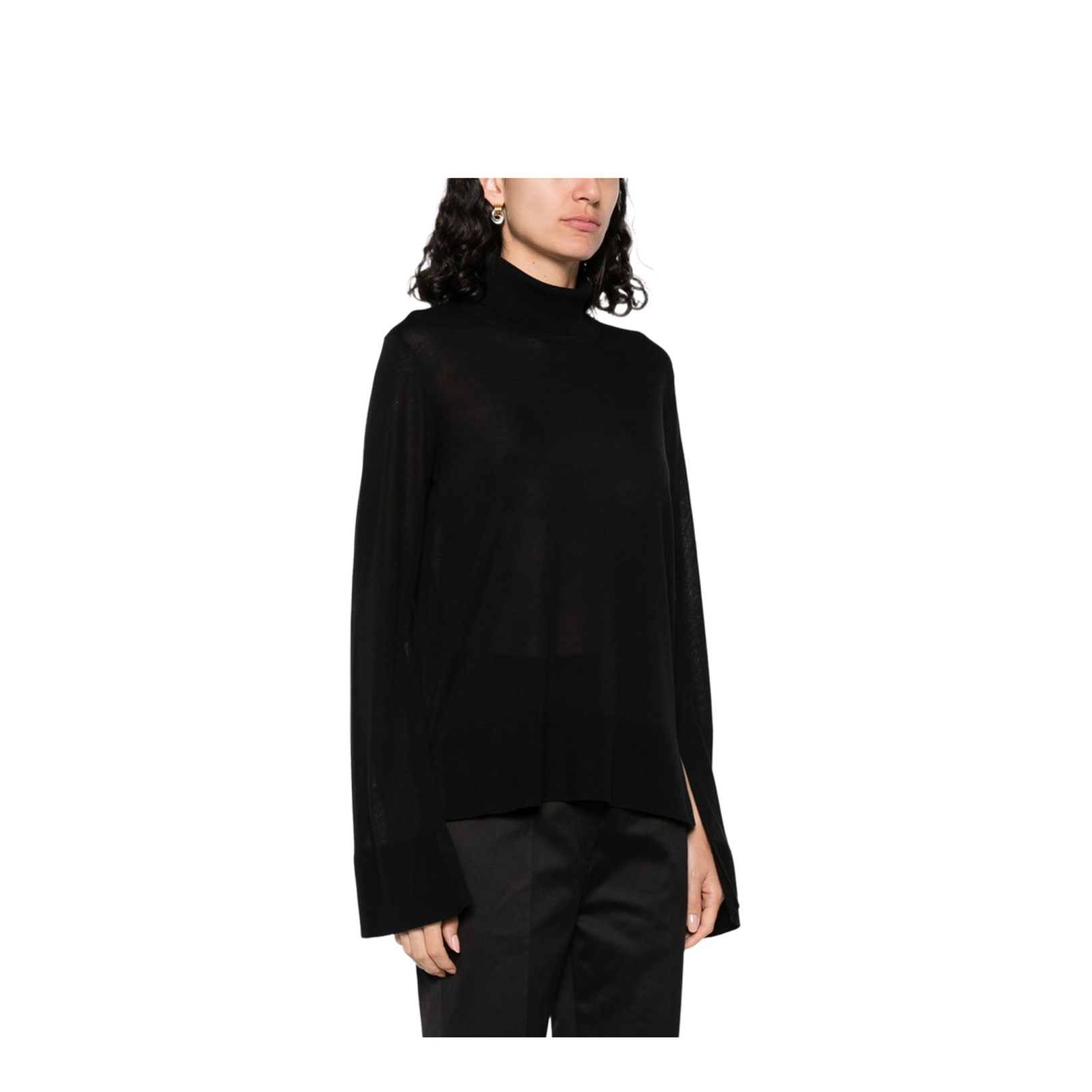 Slit Sleeve Turtleneck Black - Image 3