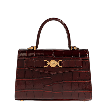 Medusa ’95 Small Croc-Effect Top-Handle Bag - Burgundy - Image 1