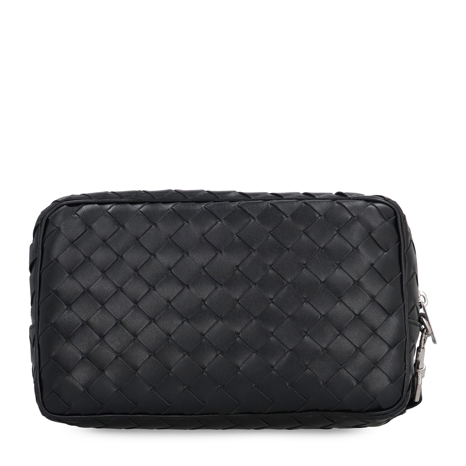 Intrecciato Leather Pouch - Black - Image 4