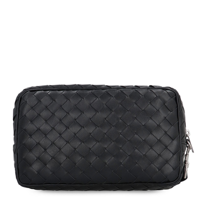 Intrecciato Leather Pouch - Black - Image 4