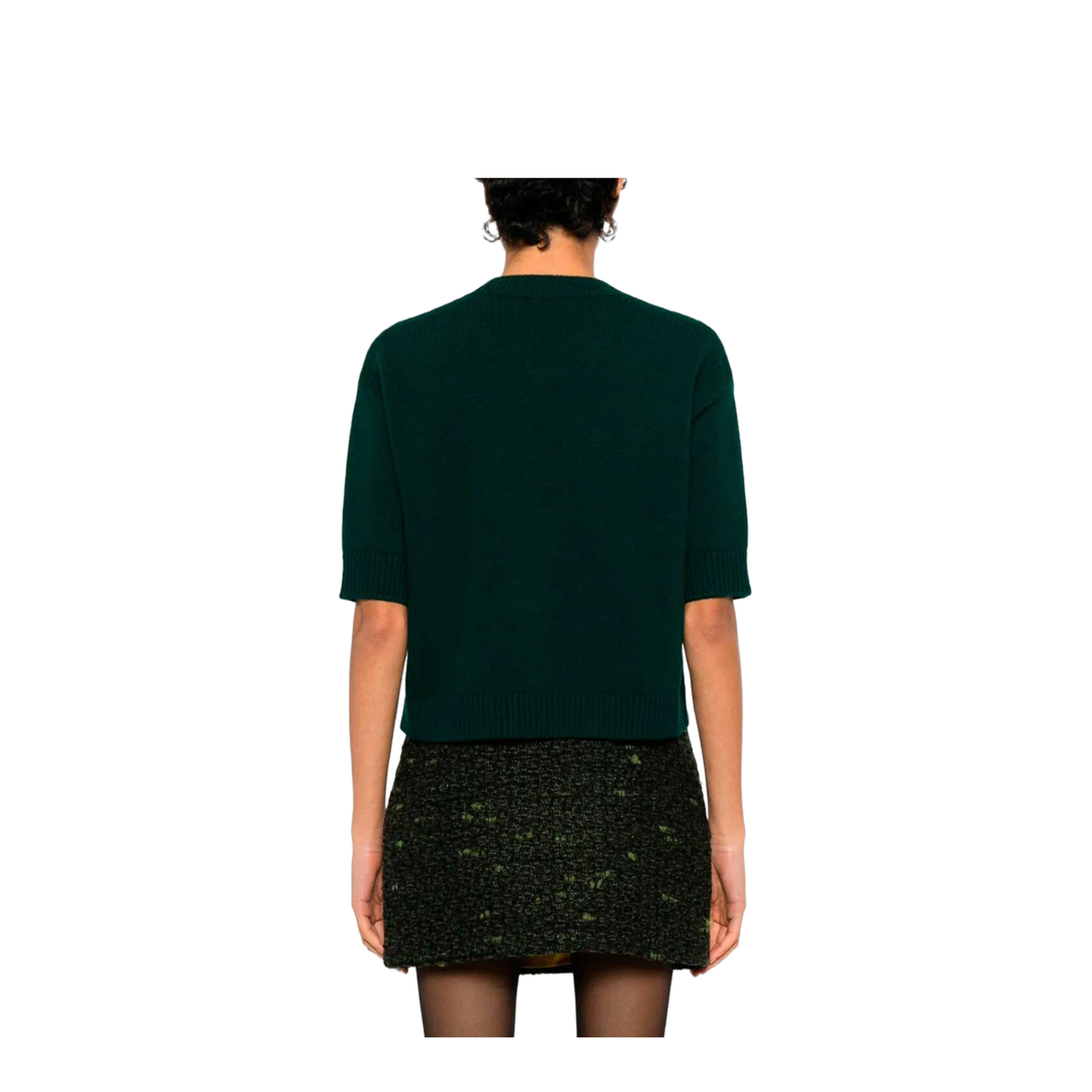 Soft Wool Top with Intarsia in Dark Green - Image 5