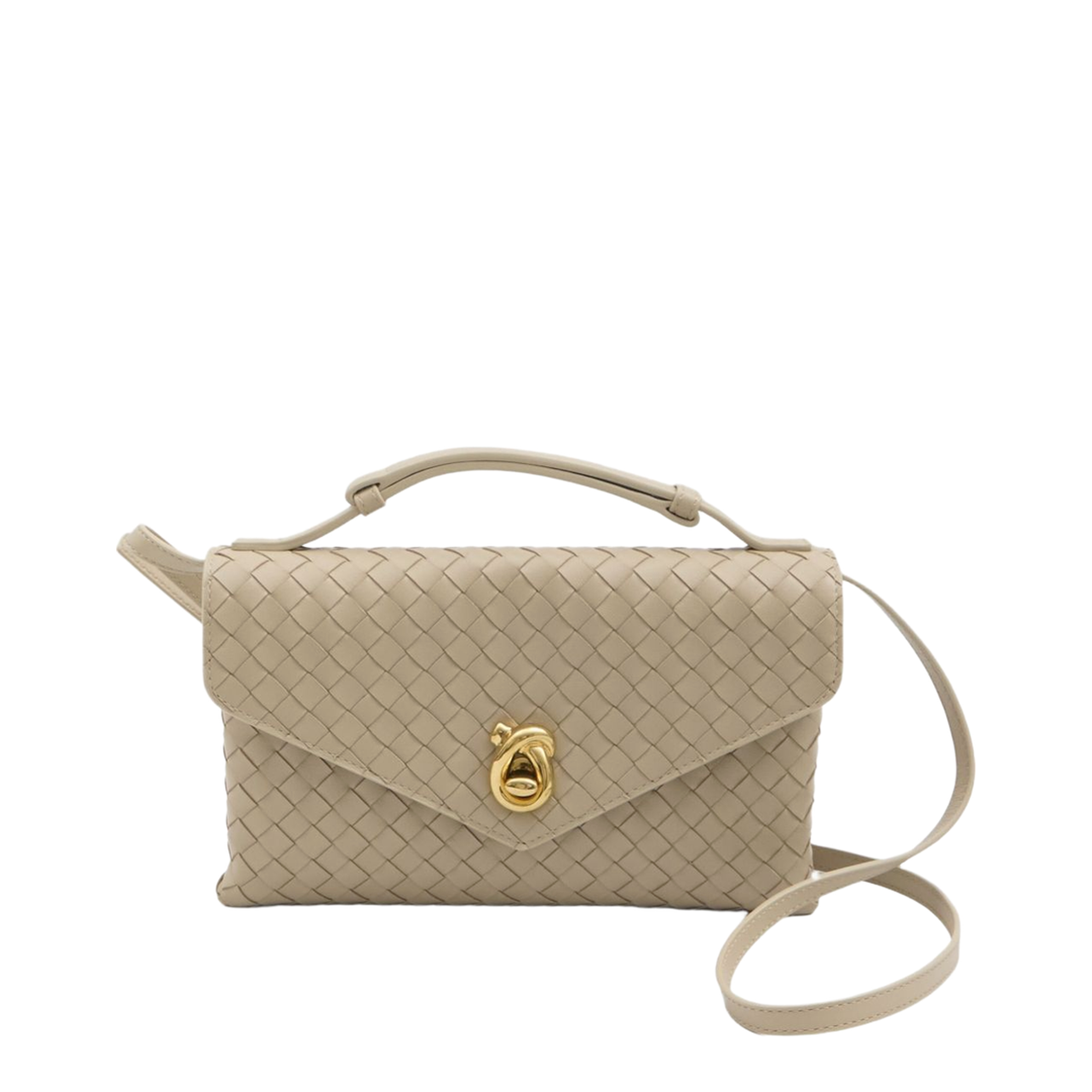 Knot Lock Lambskin Crossbody Bag - Ecru - Image 1