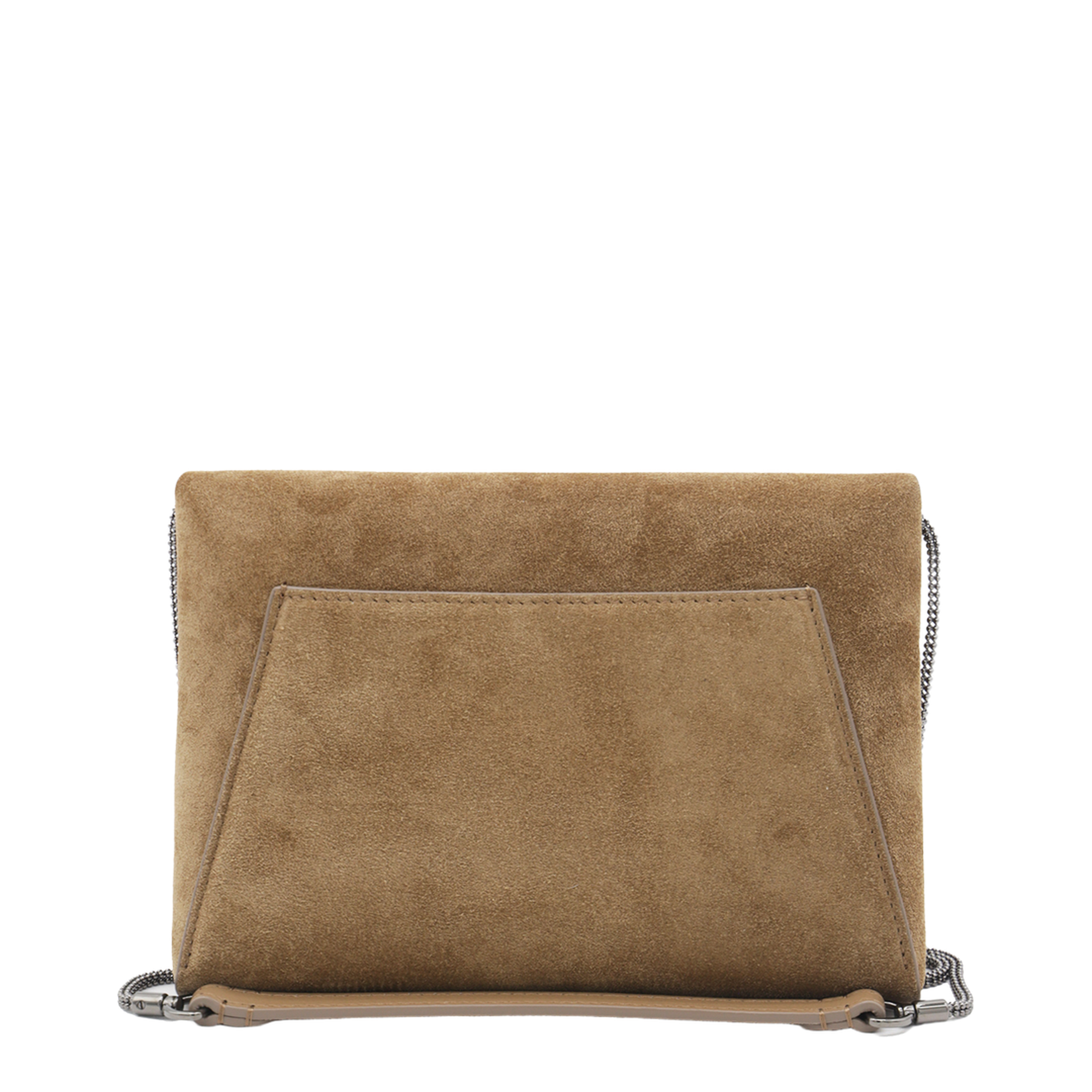 Suede Clutch Bag Brown - Image 5