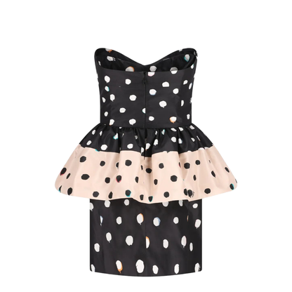 Dots-Print Taffeta Bustier Dress - Image 2