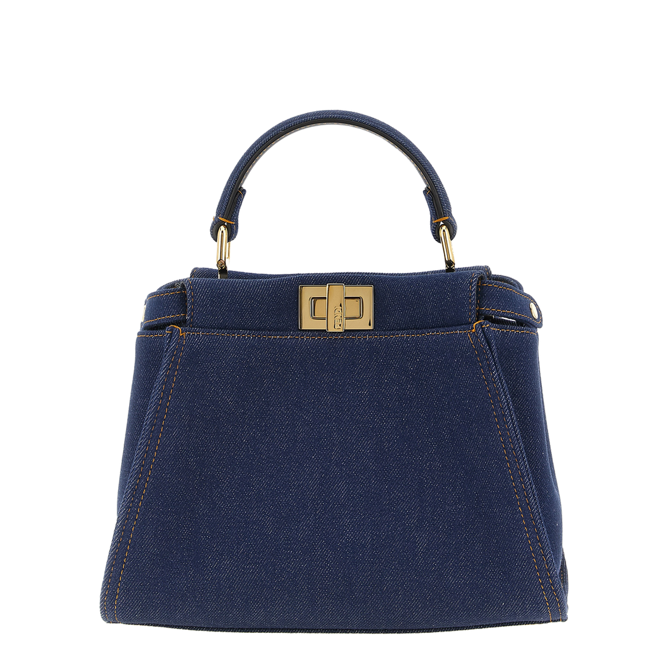 Peekaboo Mini Denim Top Handle Bag - Dark Blue - Image 1