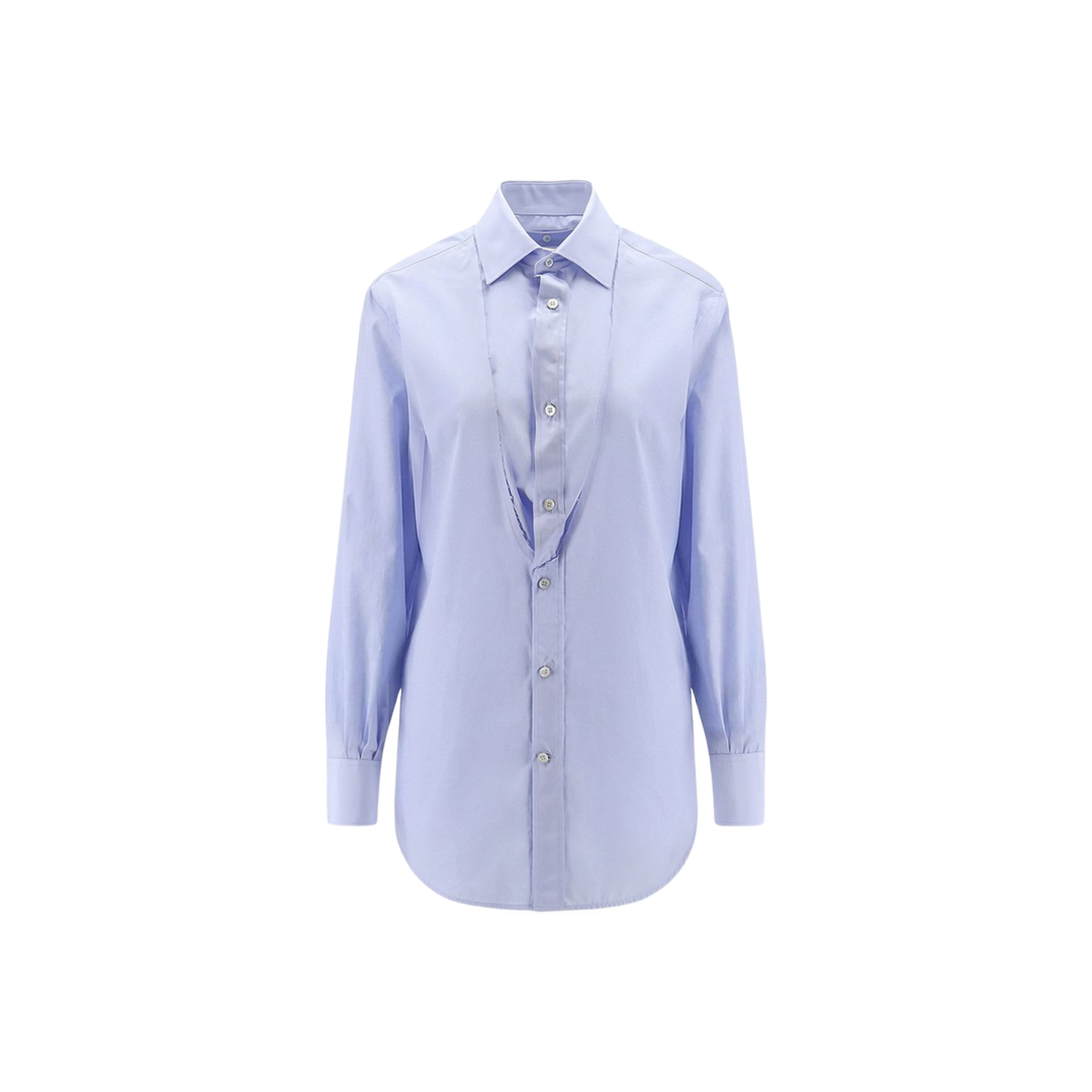 Light Blue Blouse with Folded Collar - Image 1