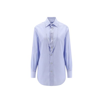 Light Blue Blouse with Folded Collar - Image 1