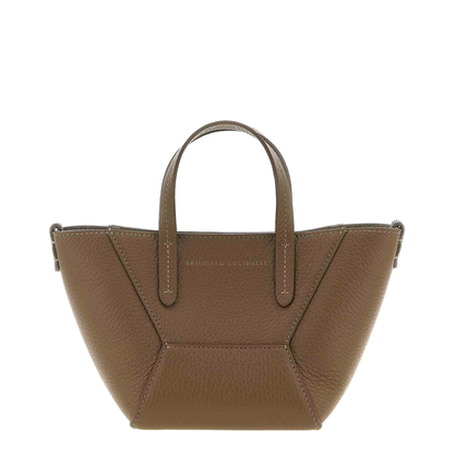 Duo Mini Leather Handbag Brown - Image 5