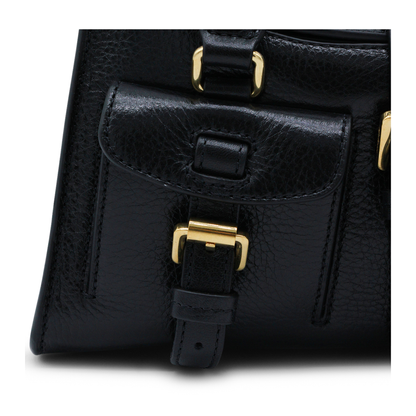 Mini Roxanne High Shine Leather Handbag - Black - Image 7