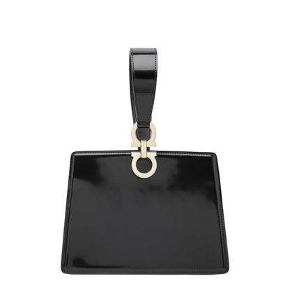 Double Gancini Mini Leather Clutch - Nero - Image 1