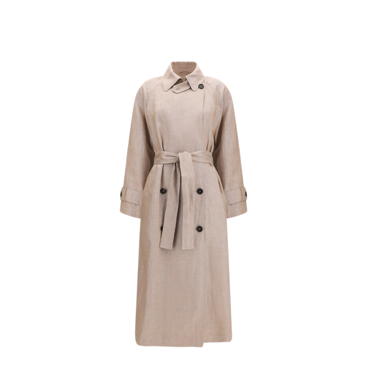 Linen Trench Coat With Lurex - Image 1