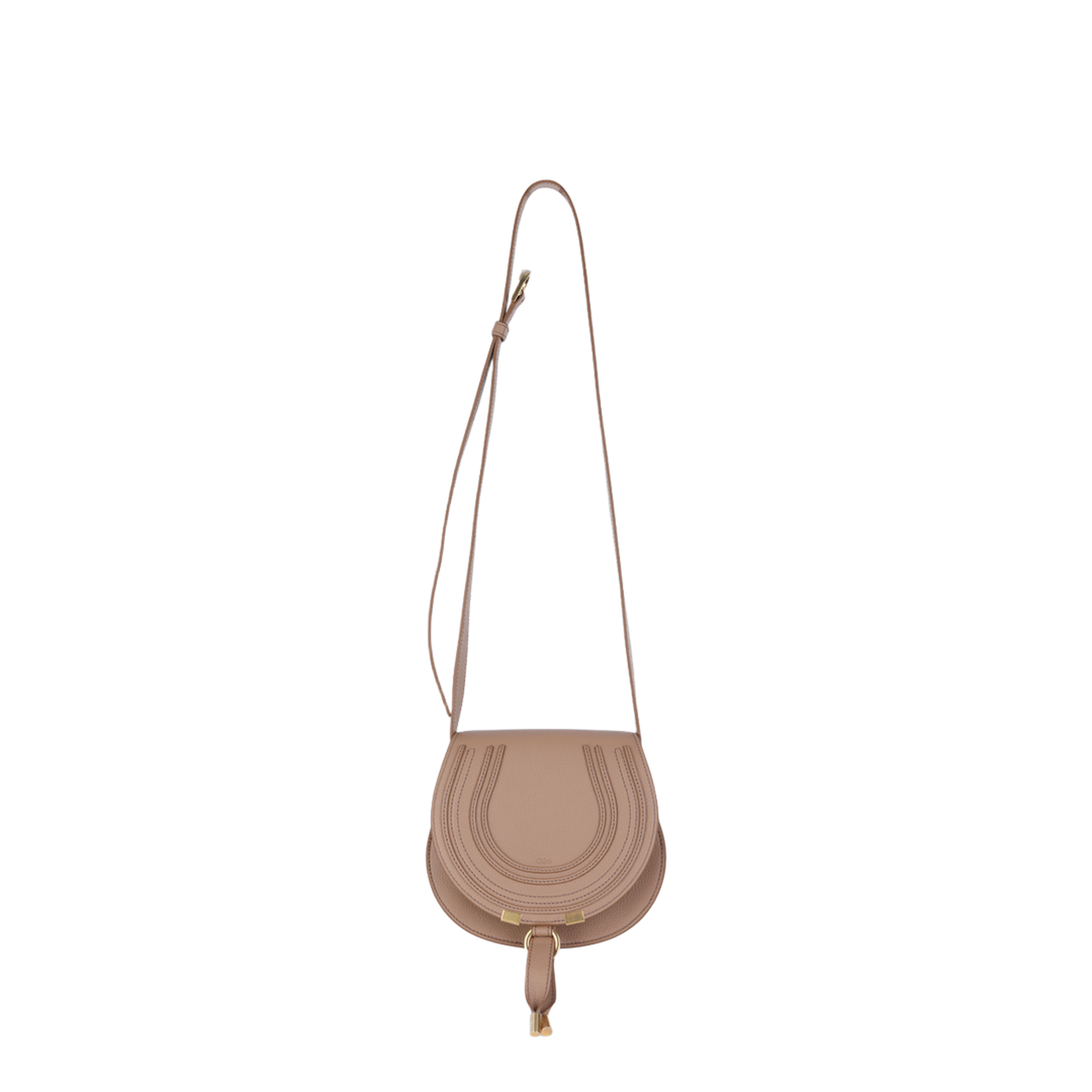 Marcie Small Calfskin Saddle Bag - Light Tan Brown - Image 2