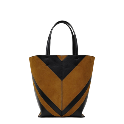 Pot Cabas Calfskin & Suede Tote - Black/Toffee - Image 2