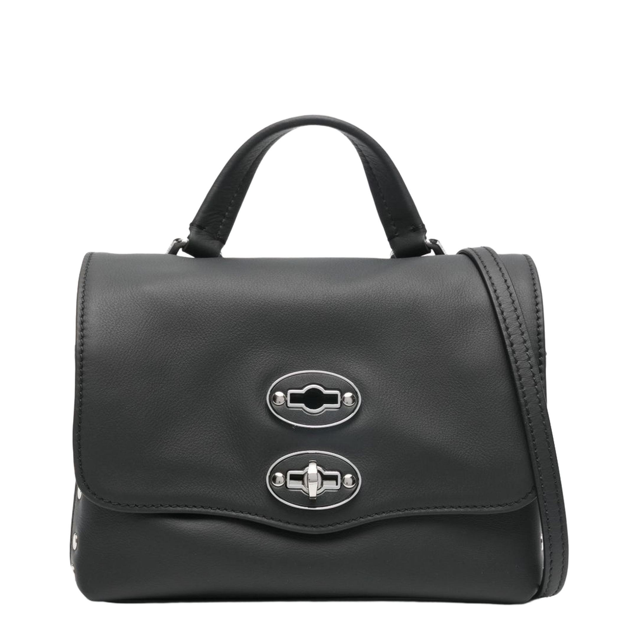 Postina Calfskin Messenger Bag - Black Nero - Image 1