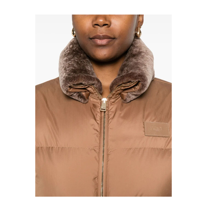 Short Padded Down Jacket with Shearling Collar - Image 4
