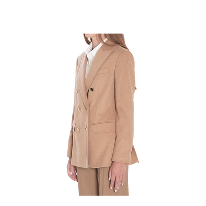 Double-breasted blazer in camel - Image 2