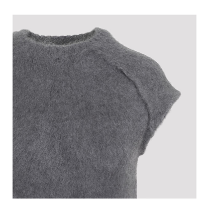 Knit Grey Virgin Wool Long Dress - Image 3