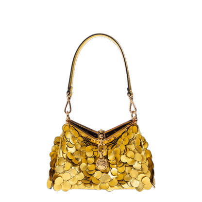 Small Leather Vela Bag with Laminated Sequins - Image 1