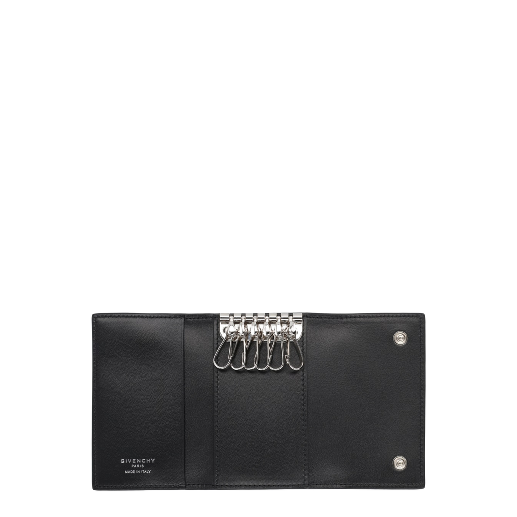 Logo Grained Leather Key Case - Black - Image 3