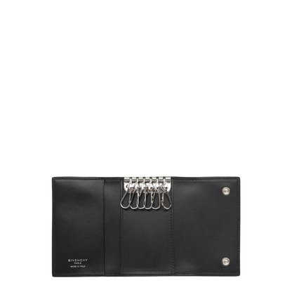 Logo Grained Leather Key Case - Black - Image 3