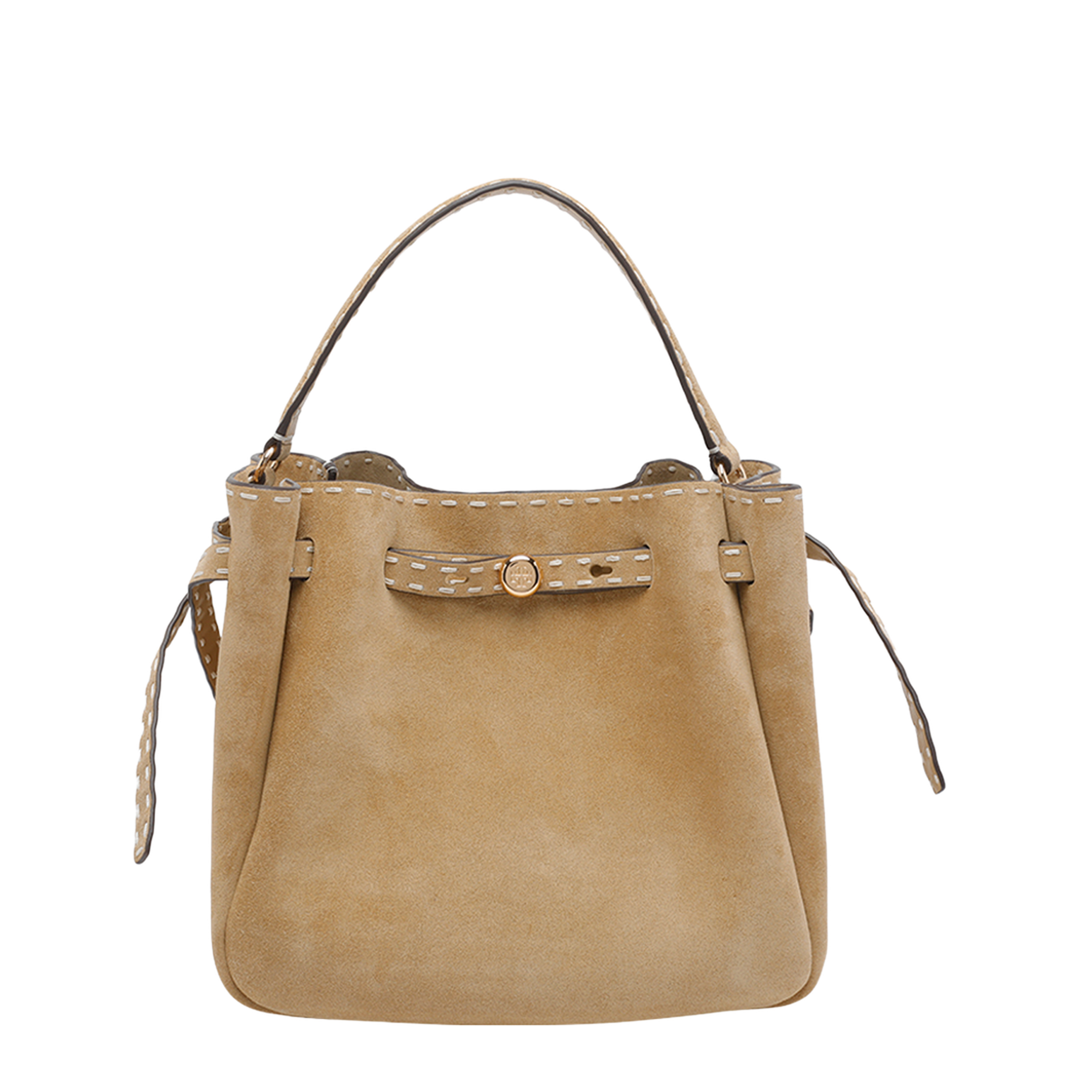Pick Stitch Suede Bucket Bag - Butter - Image 1