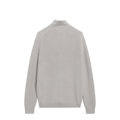 Jute-Colored Cotton Zip-Up Cardigan - Image 2