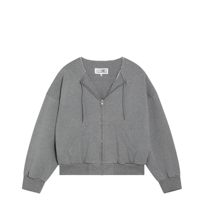 Cotton Zip Hoodie with Drawstring Gray - Image 1