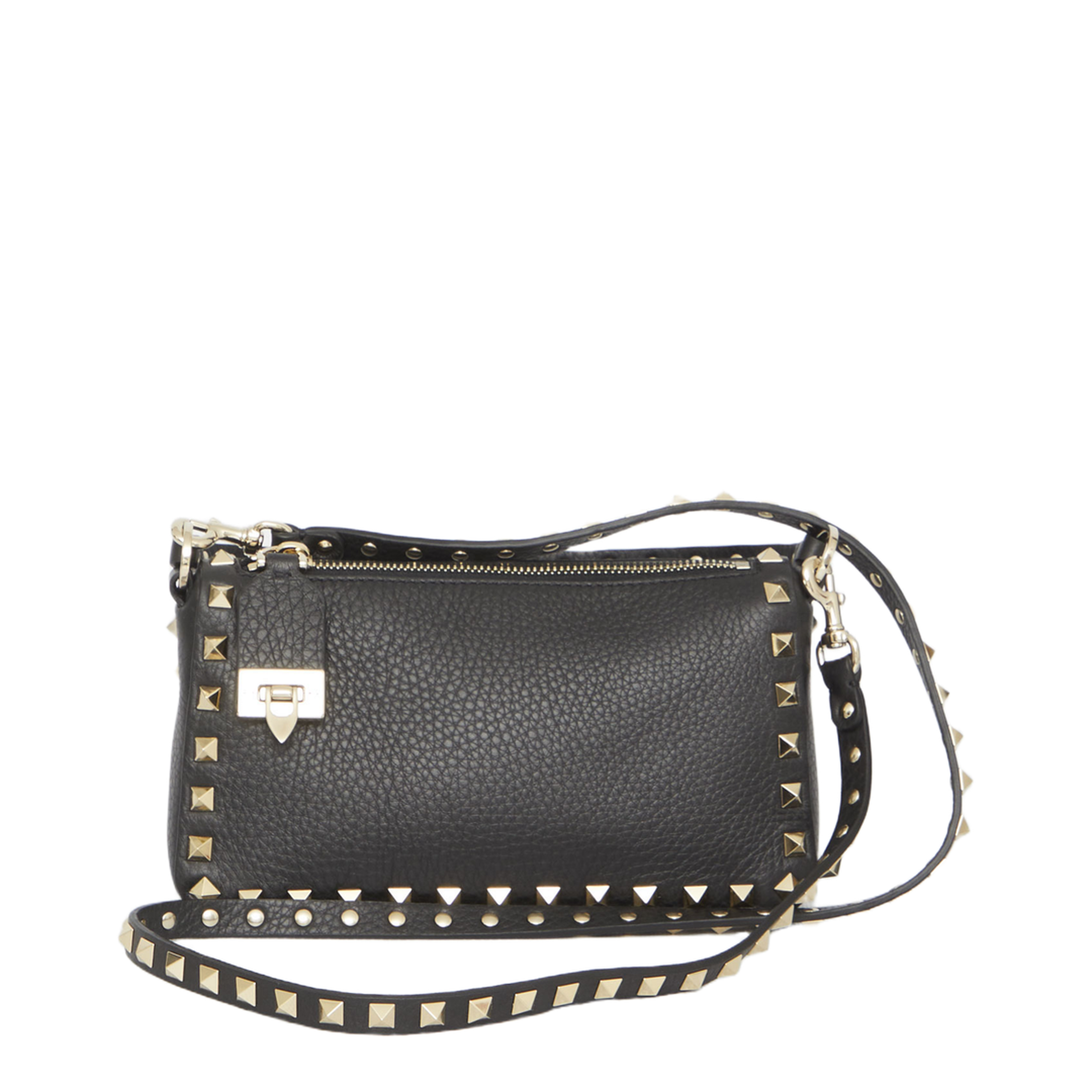 Rockstud Small Grainy Calfskin Crossbody Bag - Black - Image 1