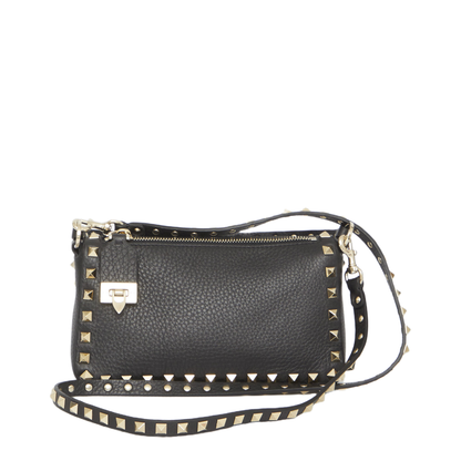 Rockstud Small Grainy Calfskin Crossbody Bag - Black - Image 1