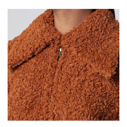 Pumpkin-coloured Faux Fur Bomber Jacket - Image 2