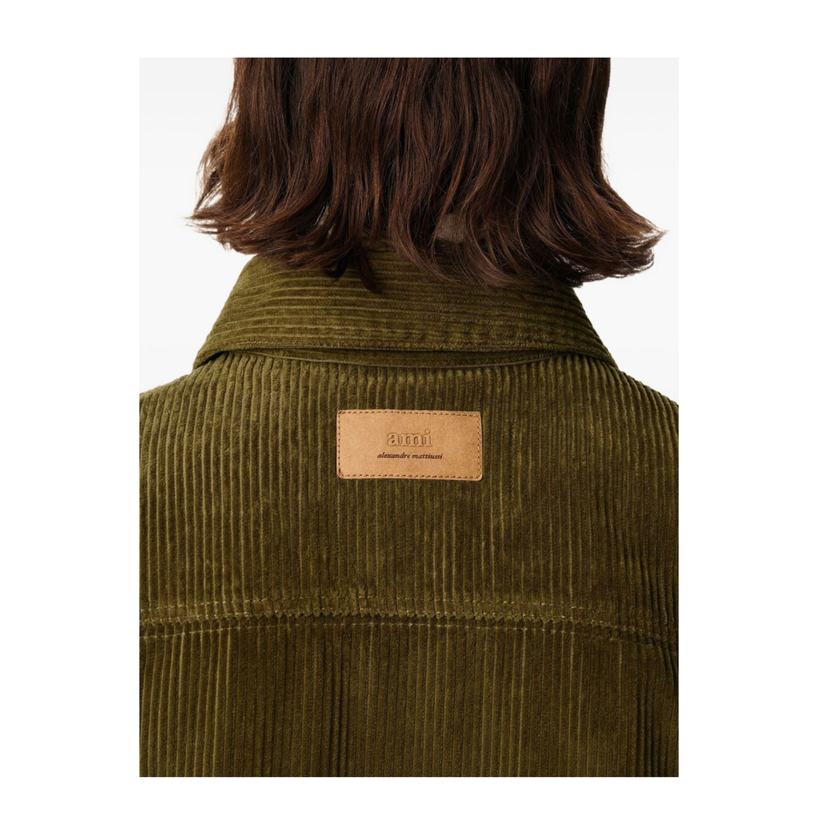 Green Cotton Corduroy Side Slit Overshirt - Image 3