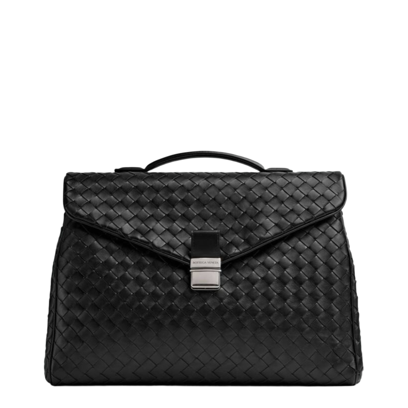 Archivist Intrecciato Leather Briefcase in Black Calfskin - Image 1