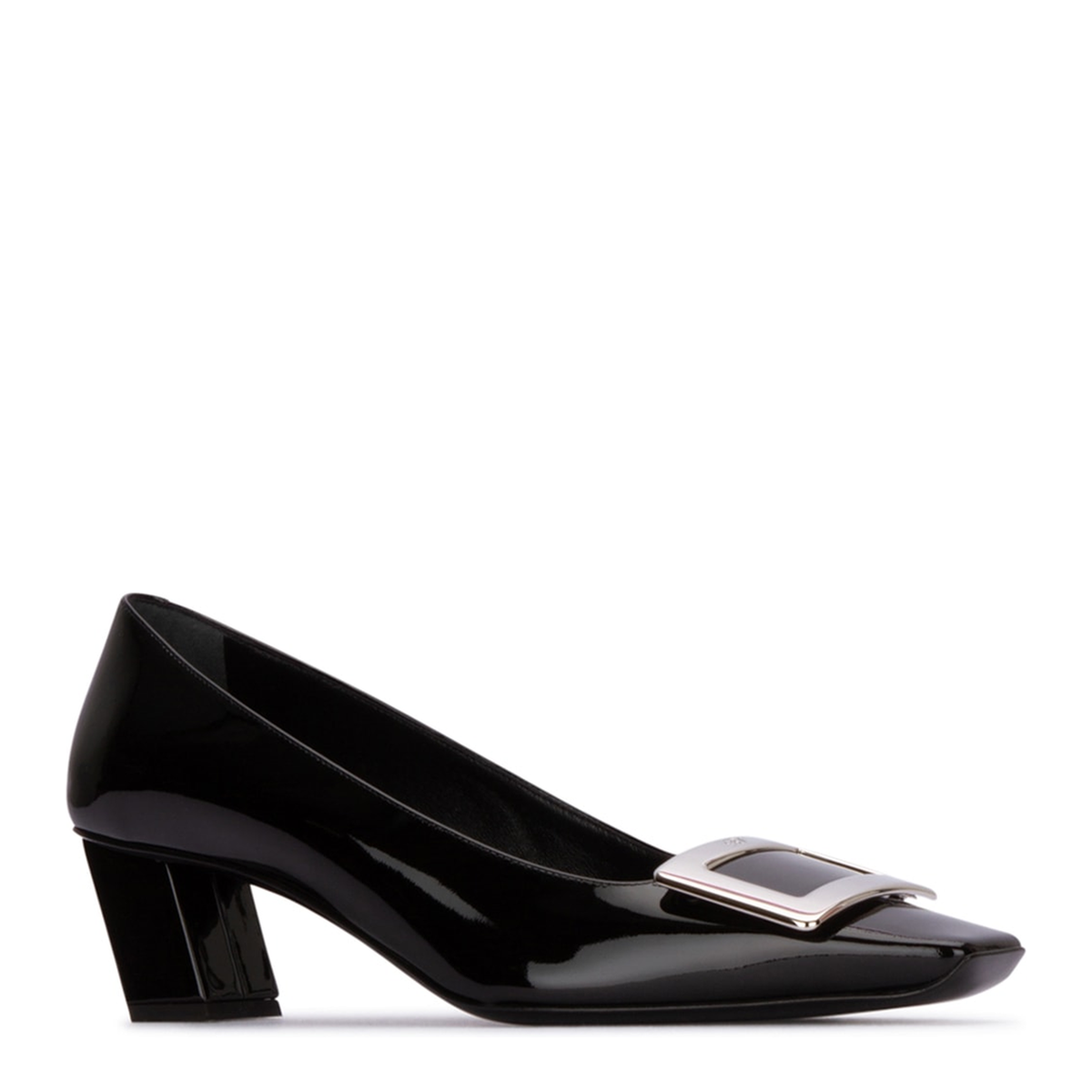 black calfskin pumps with buckle and wide heel - Image 2