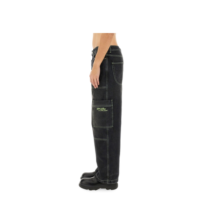 Irregular Denim Cargo Jeans Black - Image 4