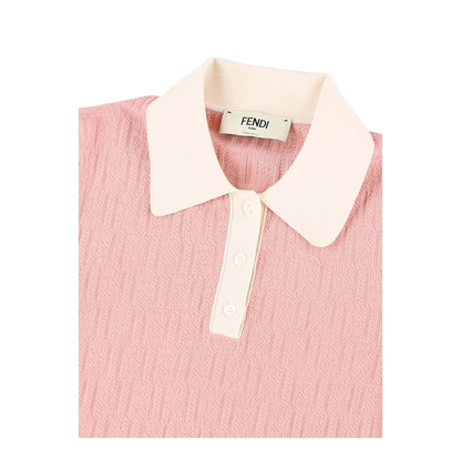 Pink Polo Dress with FF Jacquard - Image 3