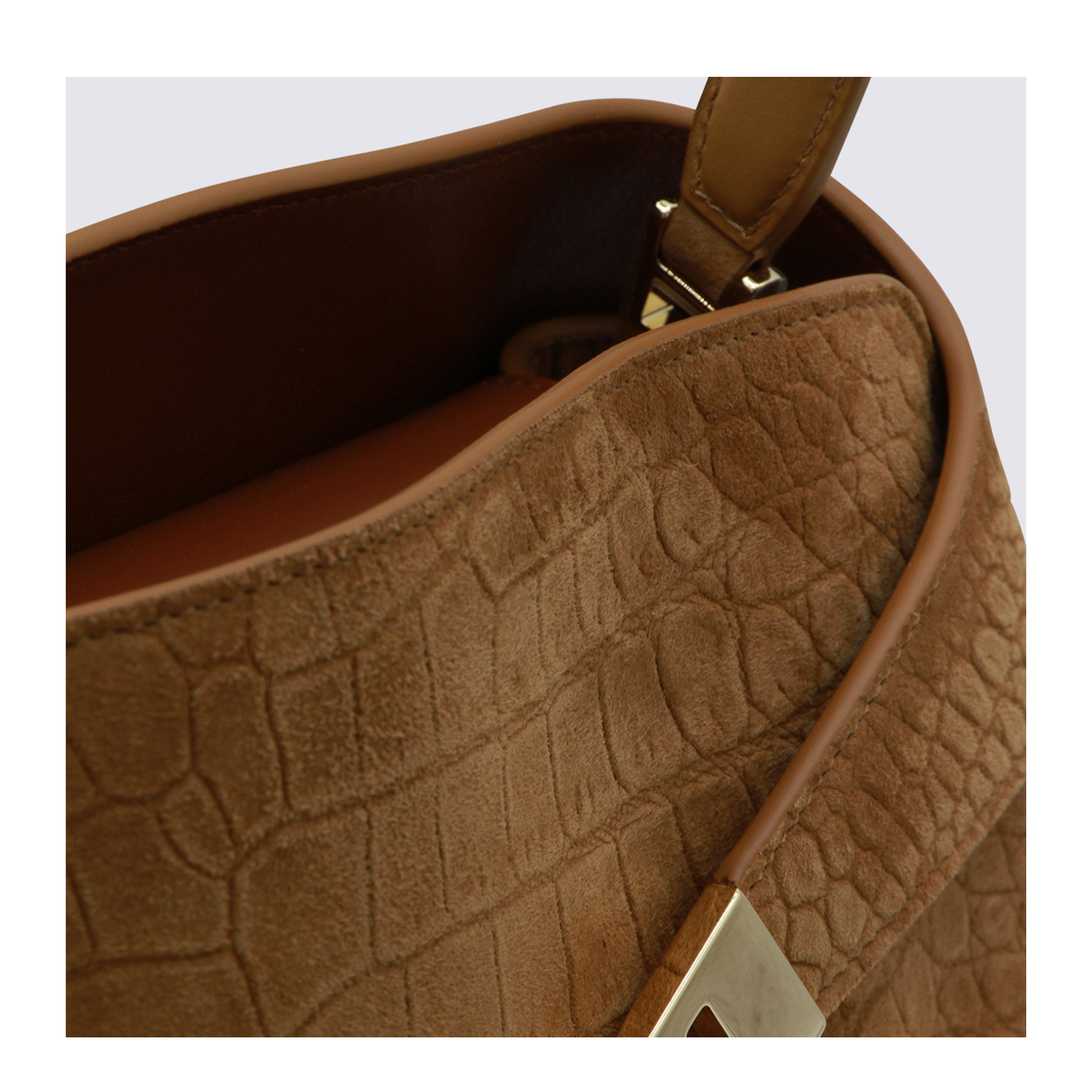 Croc Small Leather Shoulder Bag - Brown - Image 8