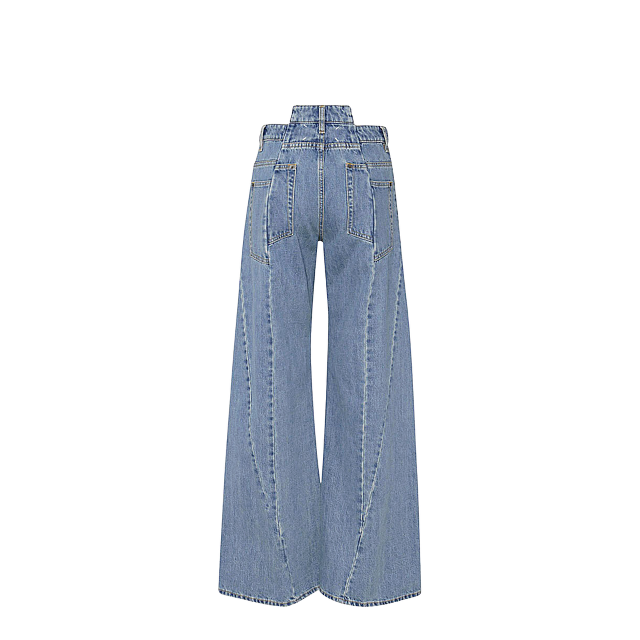 Blue Denim Regular-waisted Wide-leg Jeans - Image 2