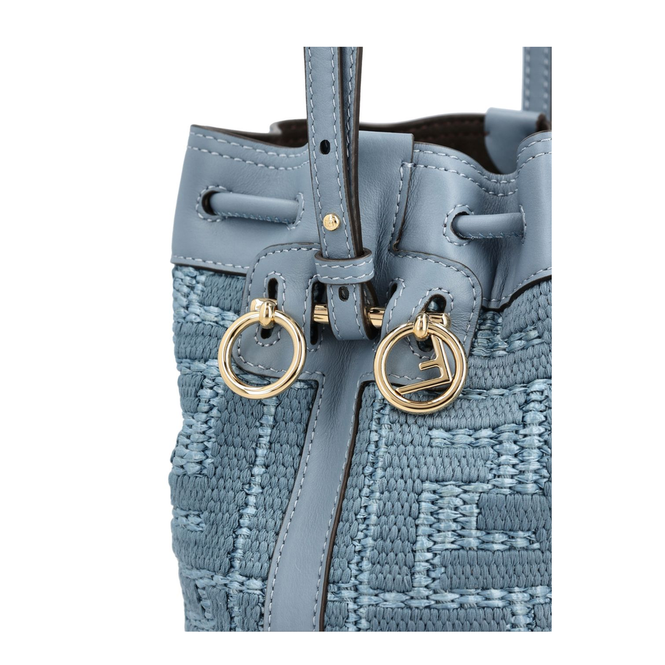Mon Tresor Mini Raffia-Effect Bucket Bag - Blue - Image 2
