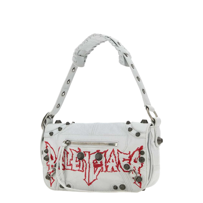 White Leather Cagole XS DIY Metal Crossbody Bag - Image 2