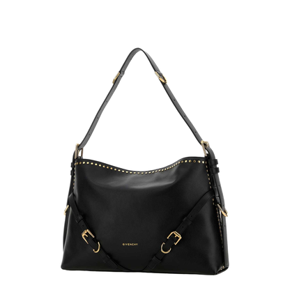 Voyou Studded Buckle Medium Shoulder Bag - Black - Image 5