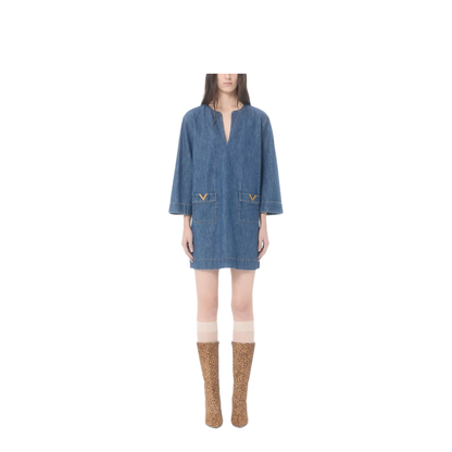 Vlogo Signature Denim Short Dress - Image 2