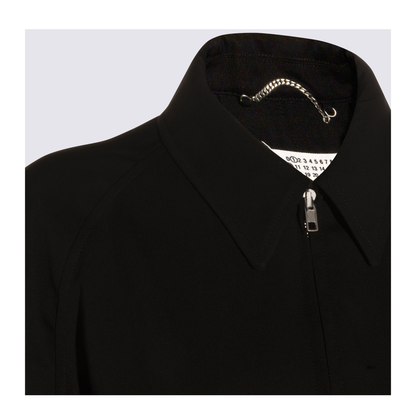 Black Zip-Up Jacket in Virgin Wool - Image 8