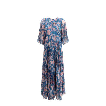 Maxi Pleated Dress with Flared Sleeves - Image 1