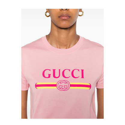 Cotton Jersey T-Shirt with Print in Pink - Image 5