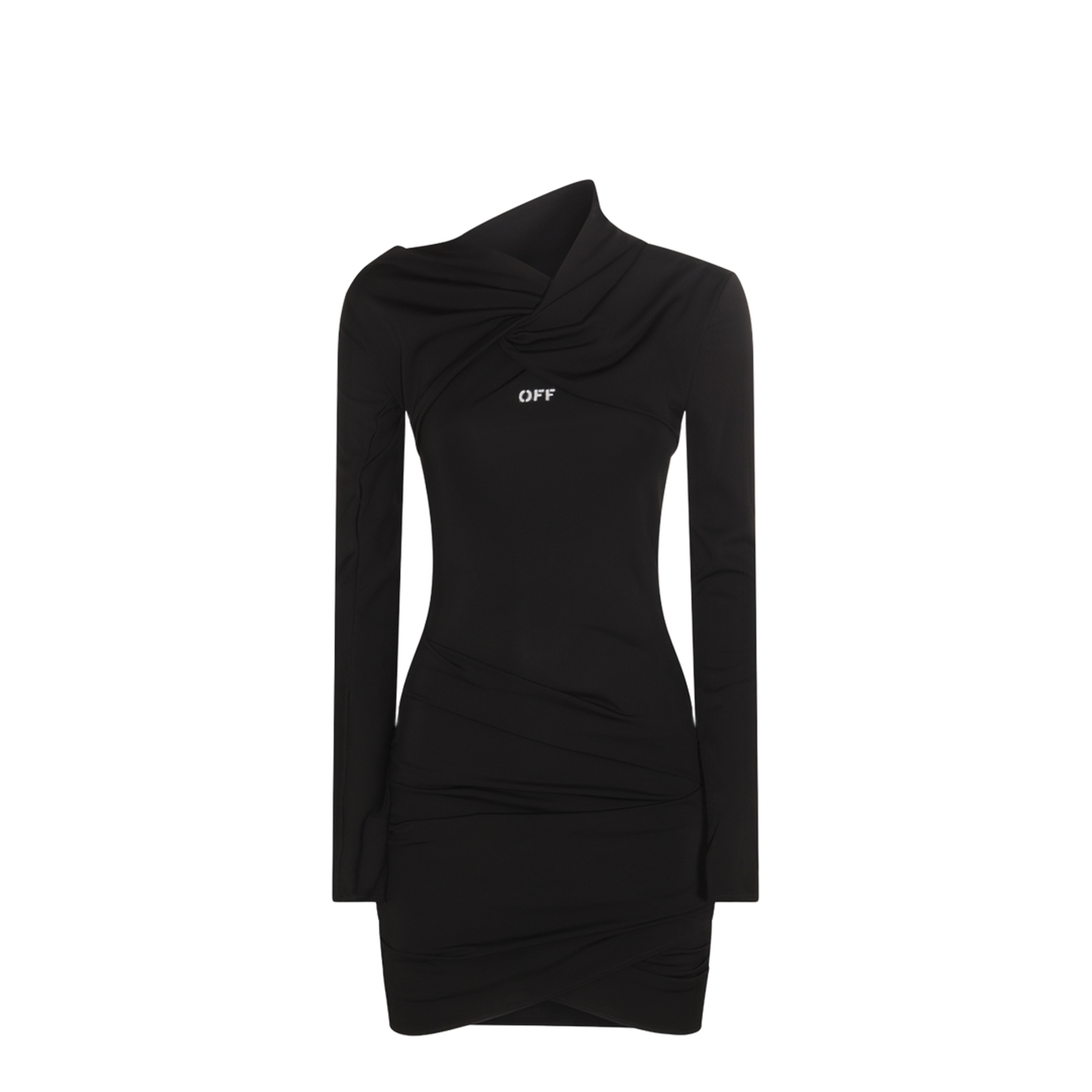 Stamp Twist Detail Mini Dress Black - Image 1
