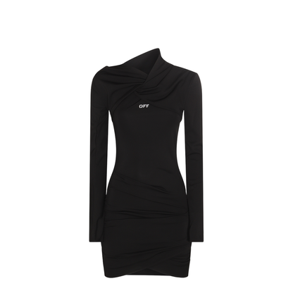 Stamp Twist Detail Mini Dress Black - Image 1