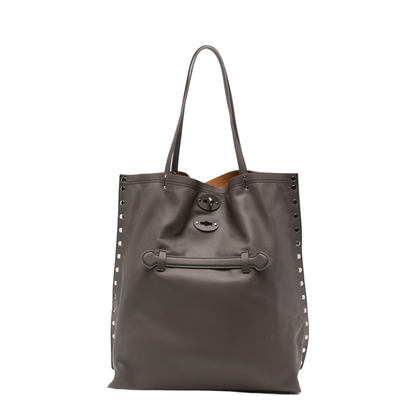 A'Spasso Medium Smooth Leather Tote - Brown Gianduiotto - Image 1