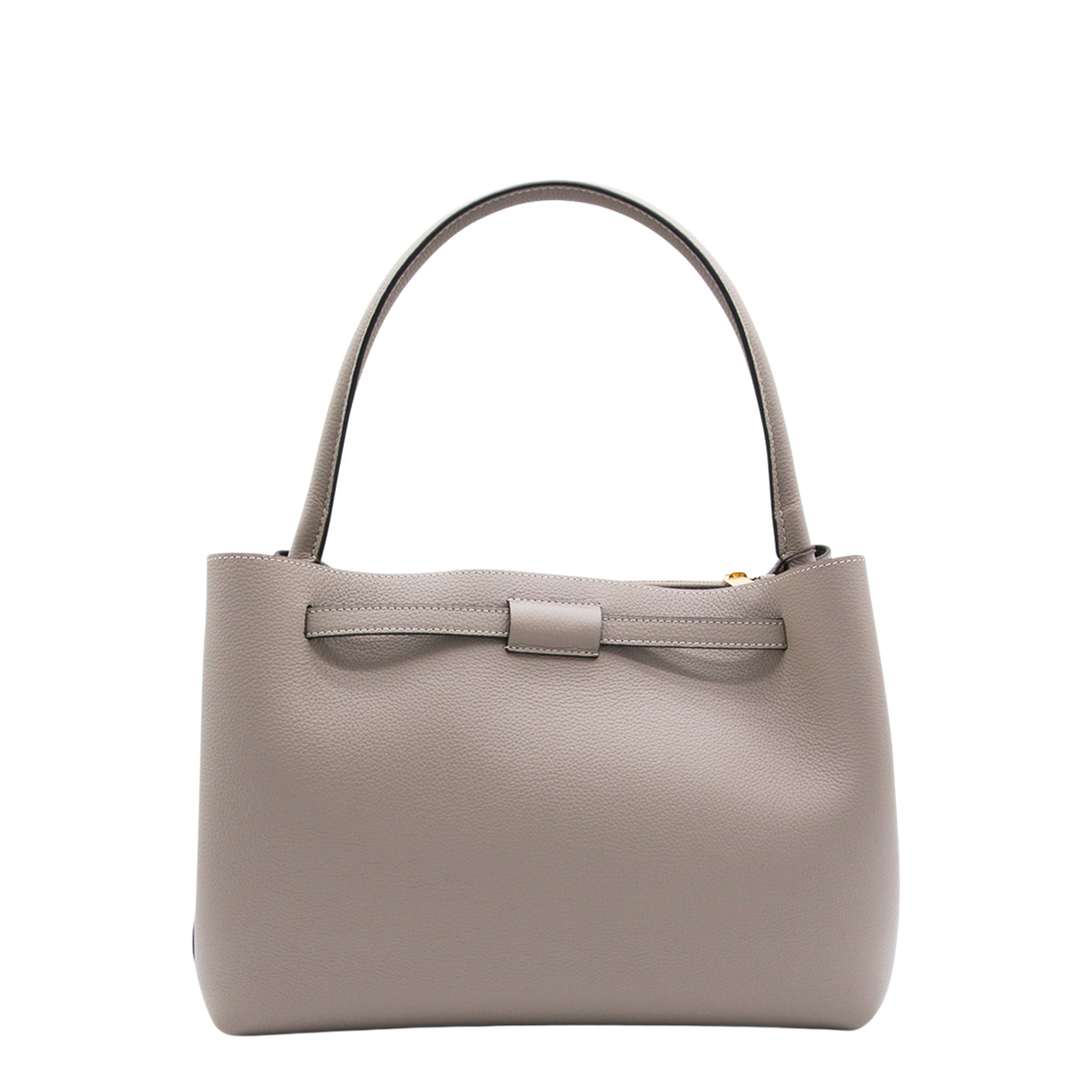 T Timeless Small Calf Leather Tote Bag - Beige Taupe - Image 6